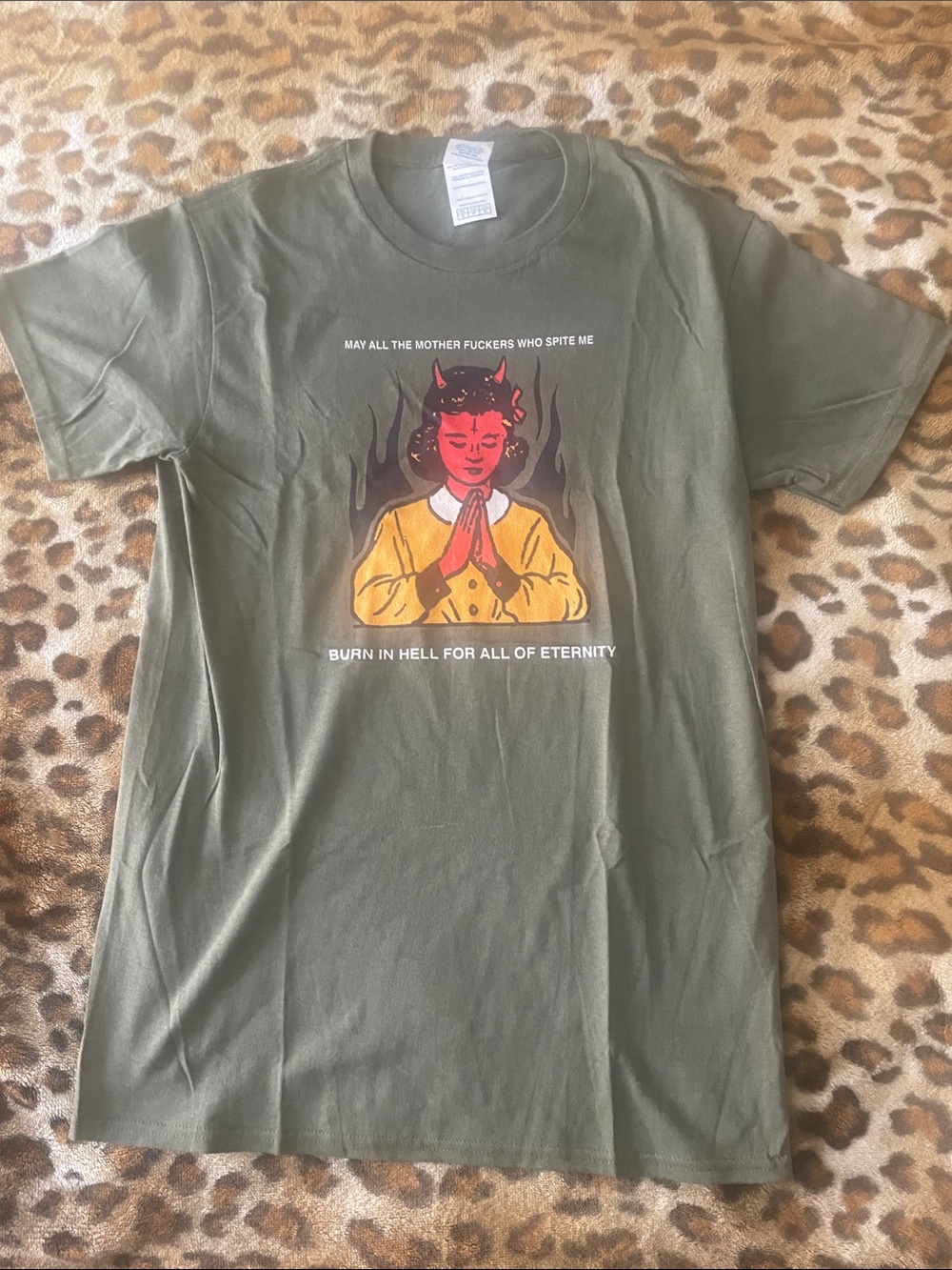 Delta Olive Green Short-Sleeve Tee with A Bold Statement